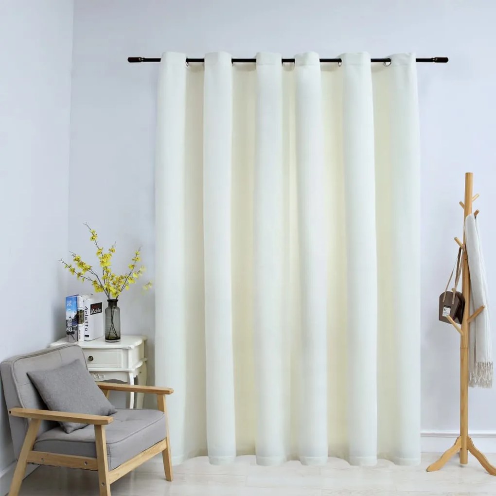 134515 vidaXL Cortina blackout com argolas em metal 290x245 cm veludo creme