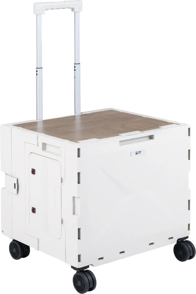 Carrinho de, multifuncional. Compras Dobrável, 50 x 43,5 x 50-94,5 cm, 4 Rodas Giratórias, Branco