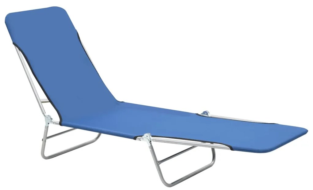 Espreguiçadeiras dobráveis 2 pcs aço e tecido azul