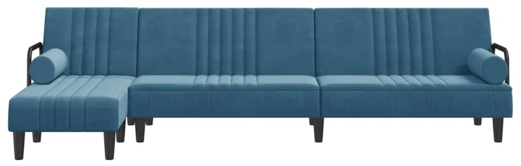 Sofá-cama em forma de L 260x140x70 cm veludo azul