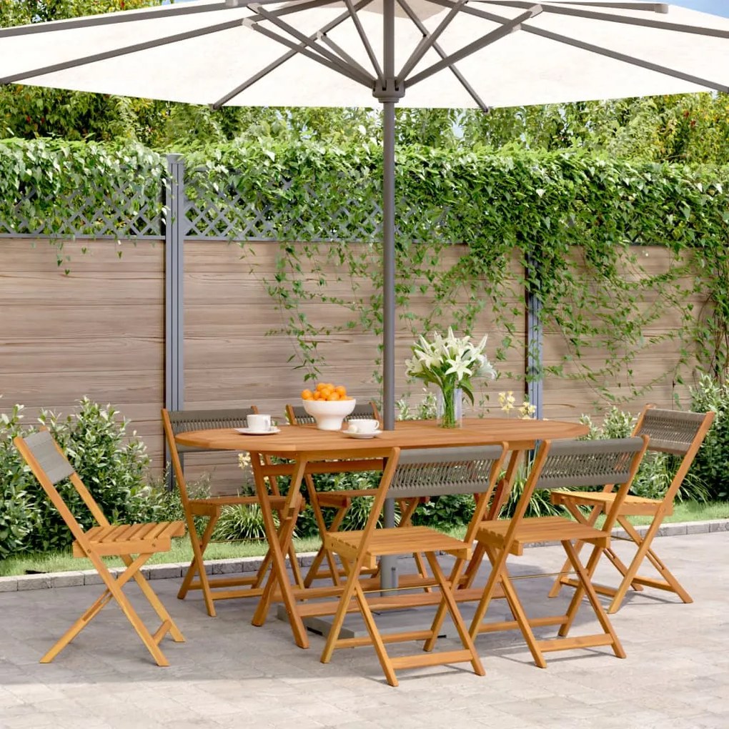 vidaXL Cadeiras de jardim dobráveis 6 pcs madeira acácia maciça cinza