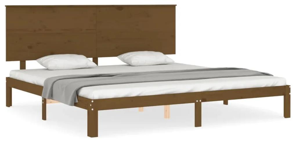 Estrutura cama c/ cabeceira 200x200cm maciço castanho-mel
