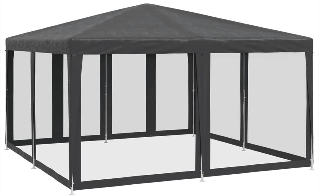 Tenda p/ festas 8 paredes laterais malha 4x4 m PEAD antracite
