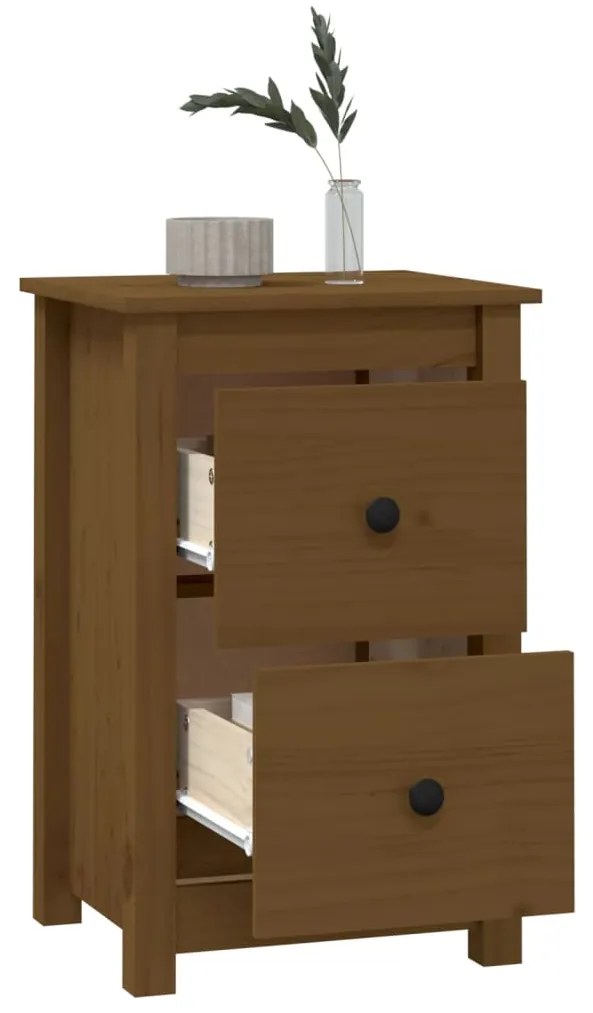 Mesa de cabeceira 40x35x61,5 cm pinho maciço castanho mel