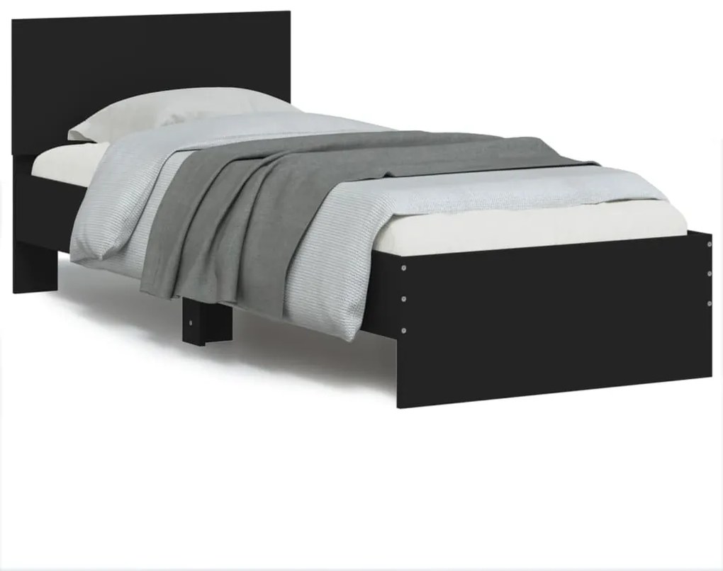 vidaXL Estrutura de cama c/ cabeceira 90x200cm derivados madeira preto