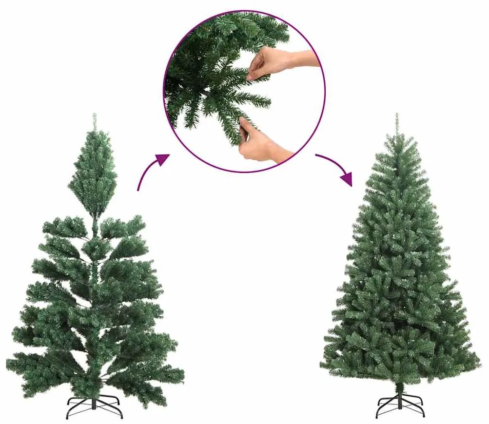 Meia árvore de Natal fina com flocos de neve 150 cm