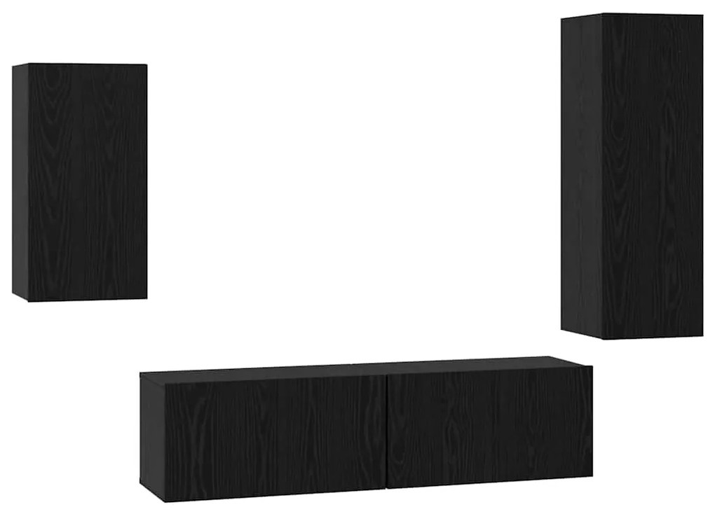 Conjunto de Estante para TV com prateleira 4 pcs Carvalho Preto