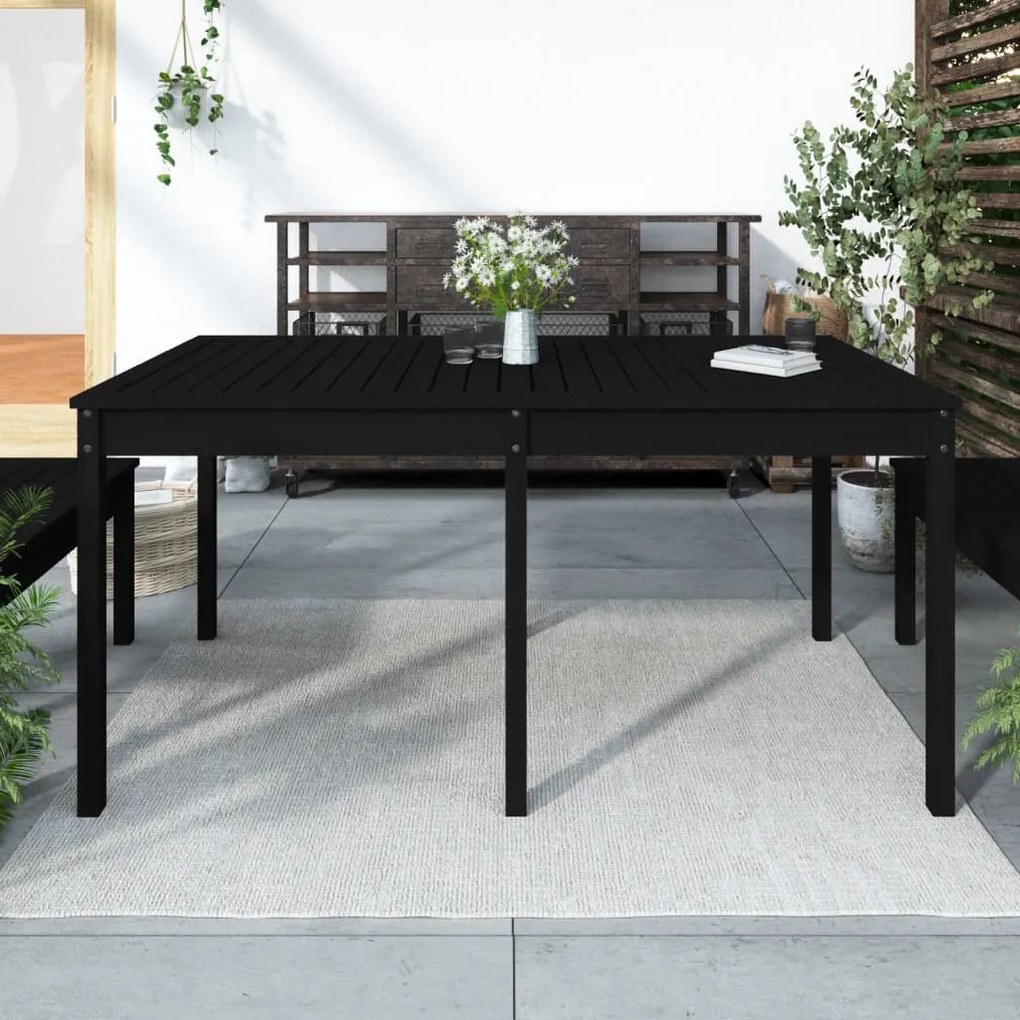 823980 vidaXL Mesa de jardim 159,5x82,5x76 cm madeira de pinho maciça preto