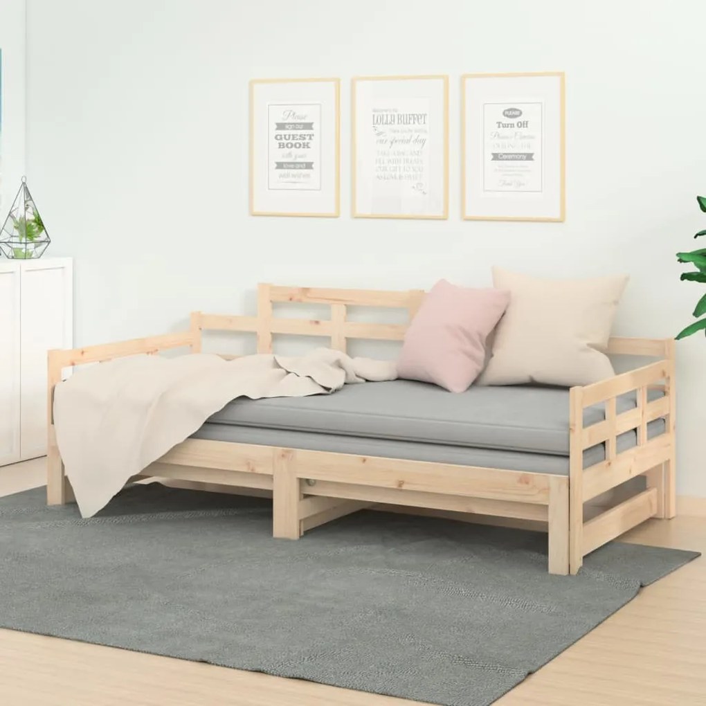 vidaXL Estrutura sofá-cama de puxar 2x(90x190) cm madeira pinho maciço