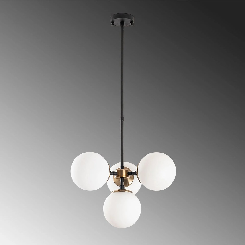 Chandelier Akkas – Preto Antique Creme – 43 x 43 x 47-89 cm
