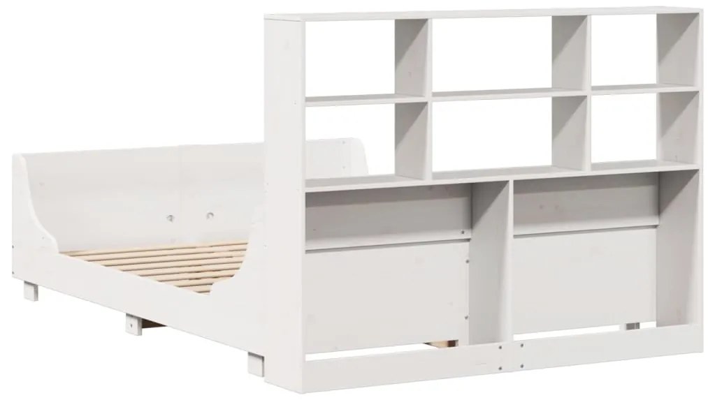 Cama com estante sem colchão 120x190 cm madeira maciça branco