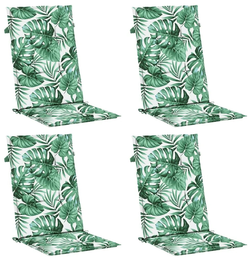 Almofadões cadeira de encosto alto 4 pcs tecido folhas