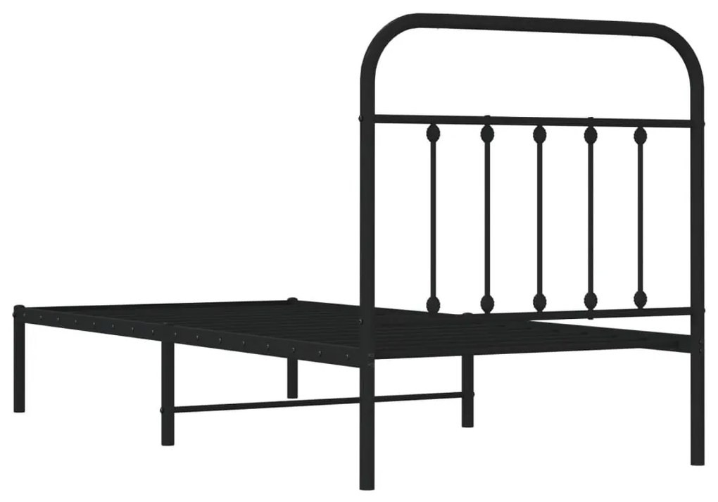Estrutura de cama com cabeceira 90x190 cm metal preto