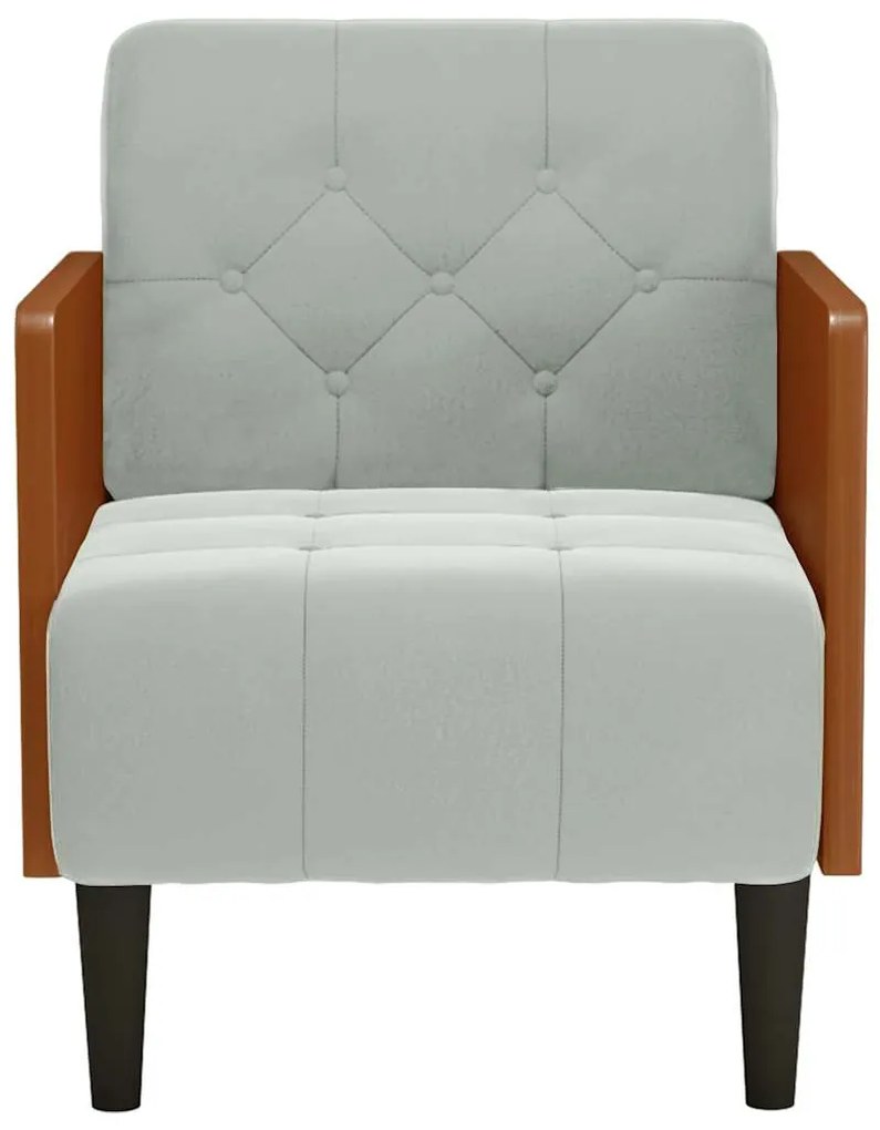 Poltrona com apoio de braços 55 cm veludo cinzento-claro