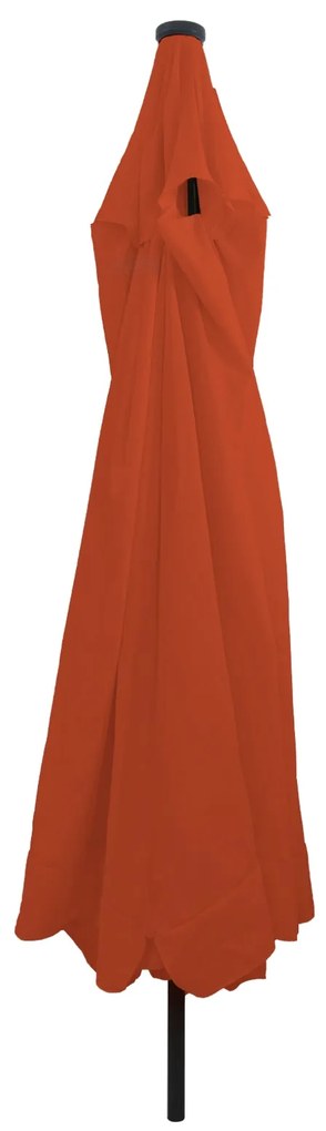 Parasol de Jardim vidaXL com Luzes LED ø395x245 cm Terracota