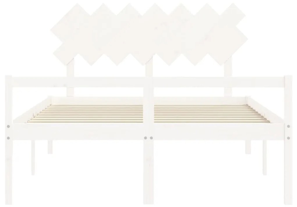 Estrutura de cama com cabeceira 140x190cm madeira maciça branco