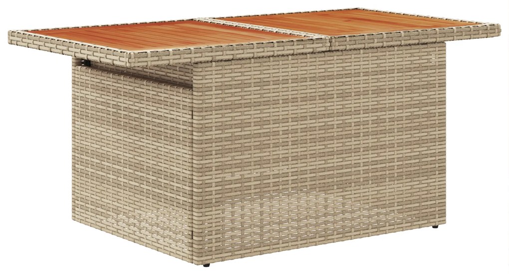 Conjunto de Sofá de Jardim com Almofadas Bege de Rattan Poliéster