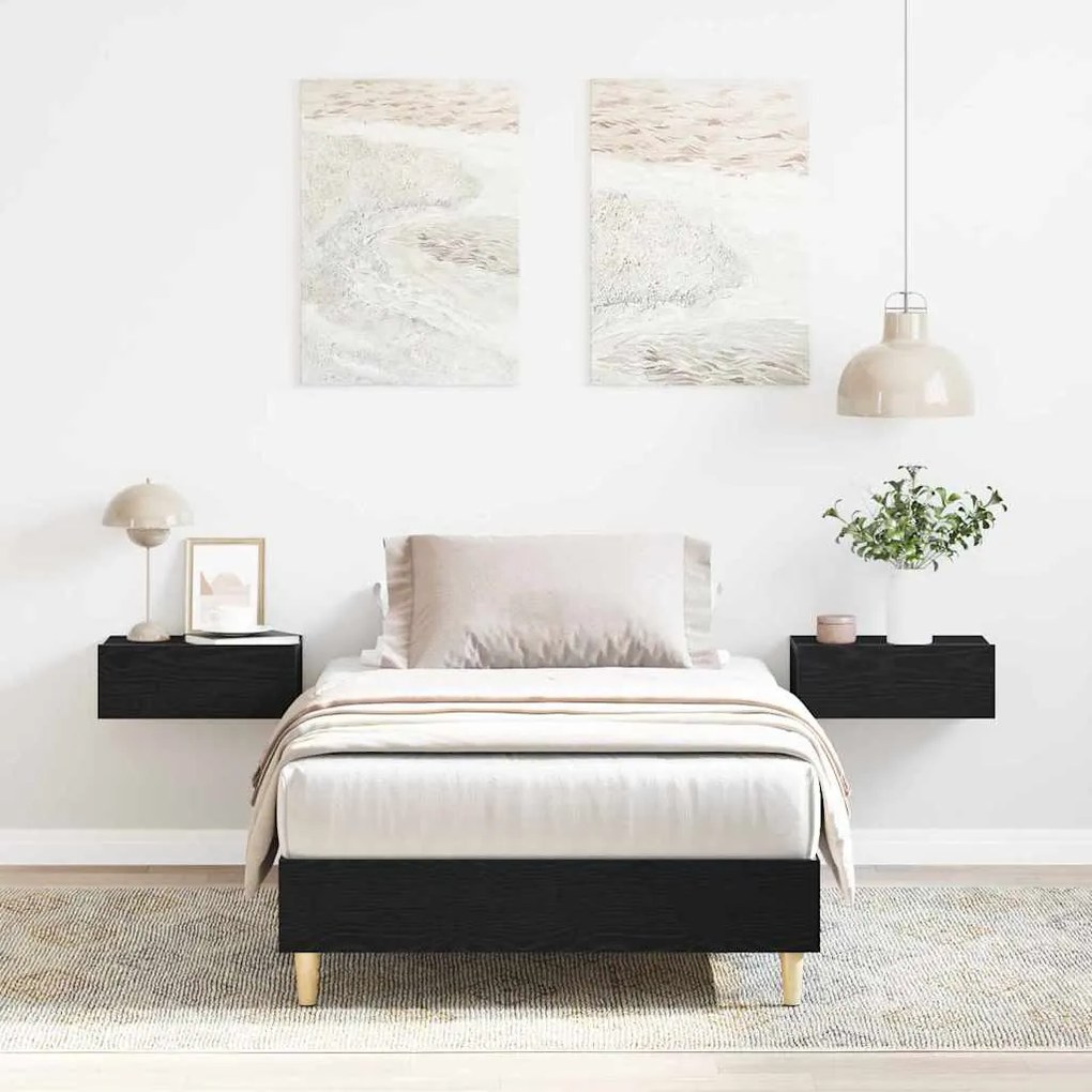 vidaXL Estrutura da Cama Carvalho Preto 203 x 93 x 25 cm