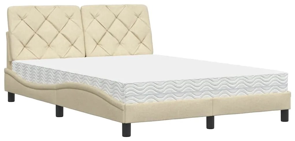 Cama com colchão 120x200 cm tecido cor creme