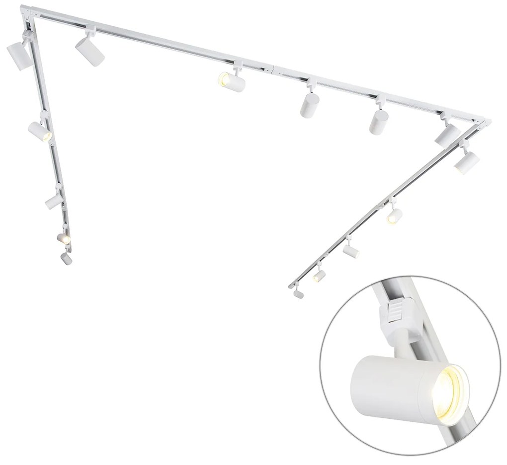 Sistema de calhas moderno monofásico branco com 15 focos - Jeana Moderno
