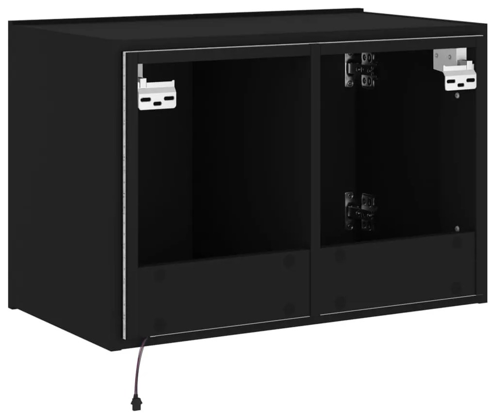 Móvel de parede para TV com luzes LED 60x35x41 cm preto
