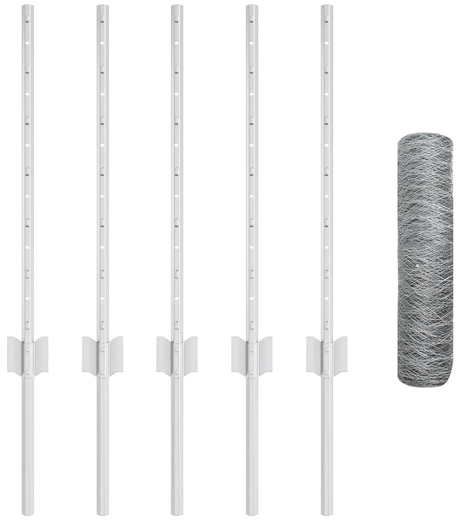 Postes de Cerca 5 pcs U-Channel 60 cm Aço Galvanizado