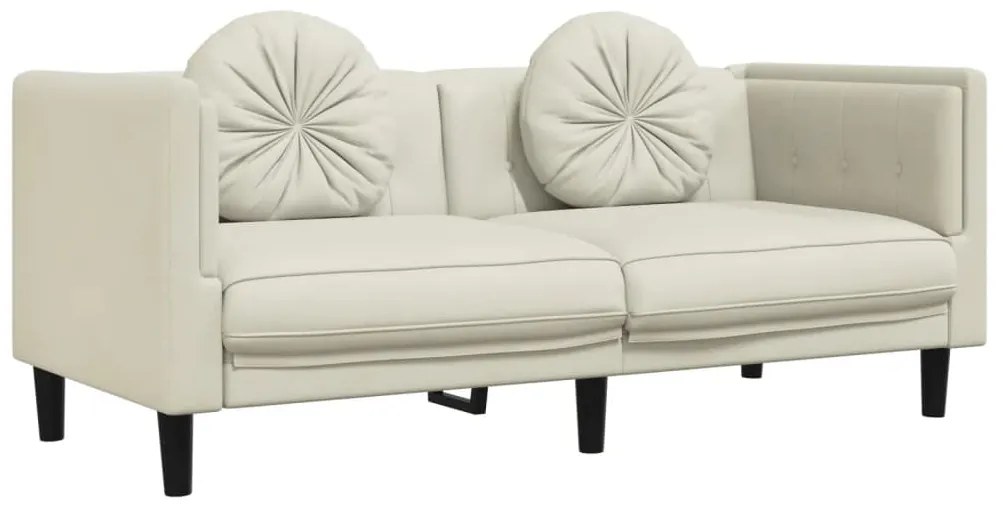 3 pcs conjunto de sofás com almofadas veludo cor creme