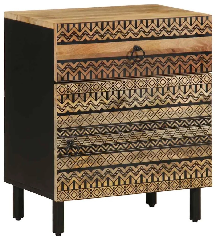 Mesa cabeceira 50x33x60cm madeira mangueira áspera maciça preto
