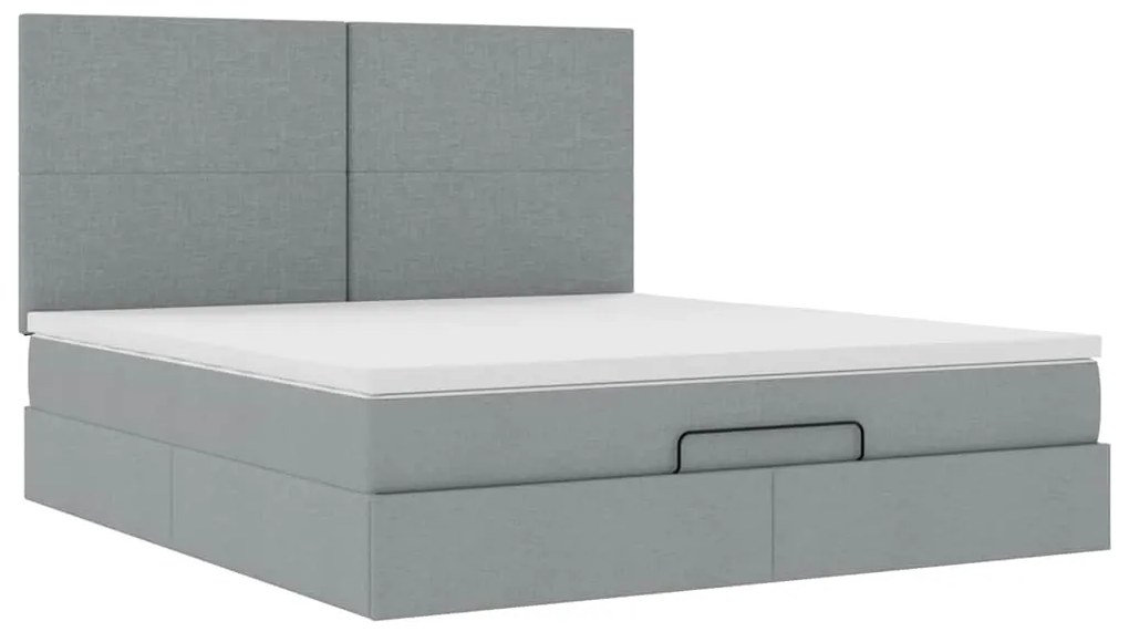 Estrutura cama otomana colchão 160x200 cm tecido cinzento claro