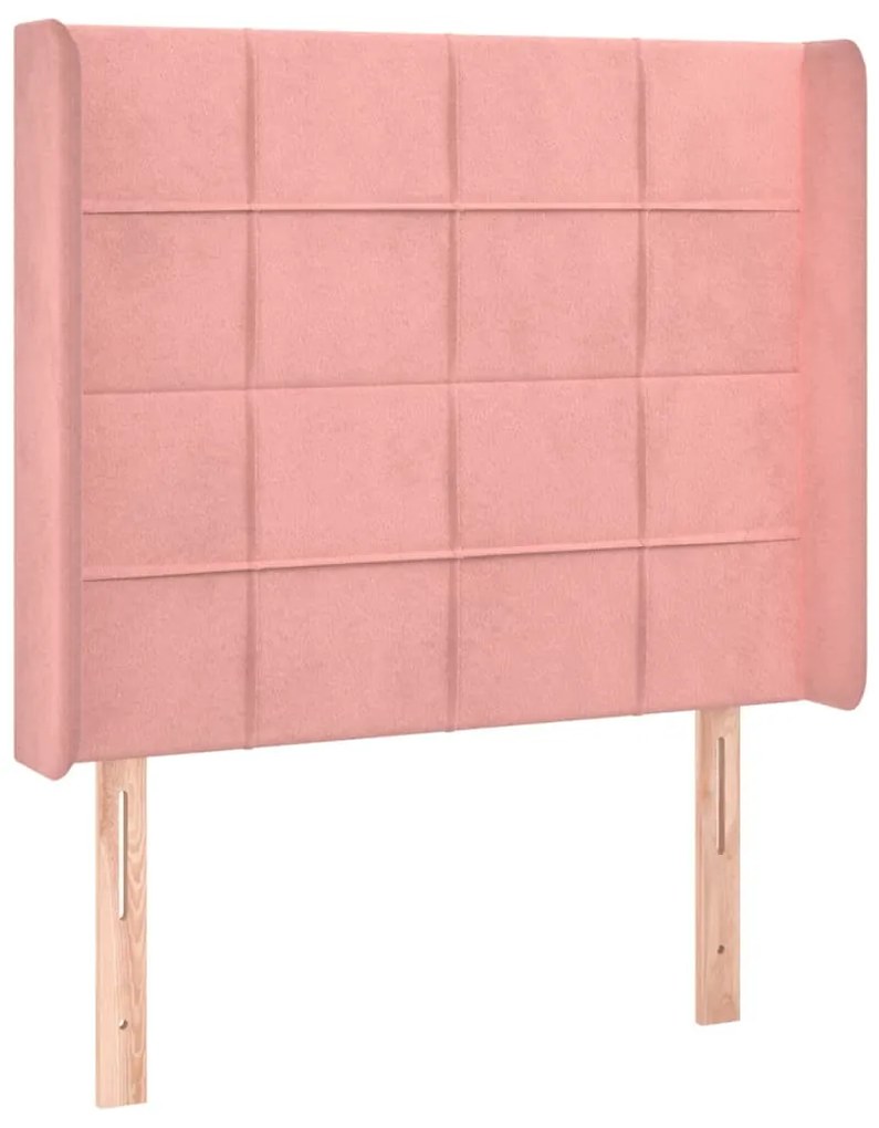 Cama box spring c/ colchão/LED 90x200 cm veludo rosa