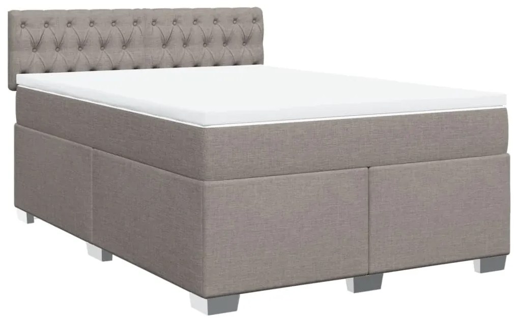 vidaXL Cama com molas/colchão 140x190 cm tecido castanho-acinzentado