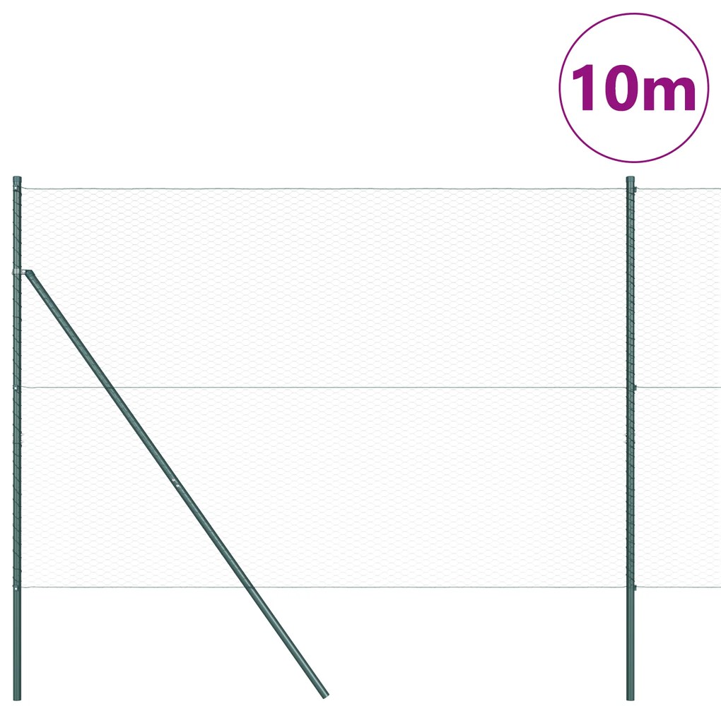 Cerca Hexagonal Verde vidaXL 1,5x10 m Aço