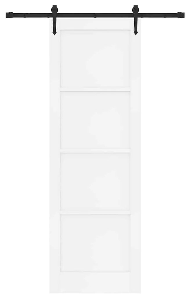 Porta deslizante com ferragens 'ORKDAL'em pinho branco maciço