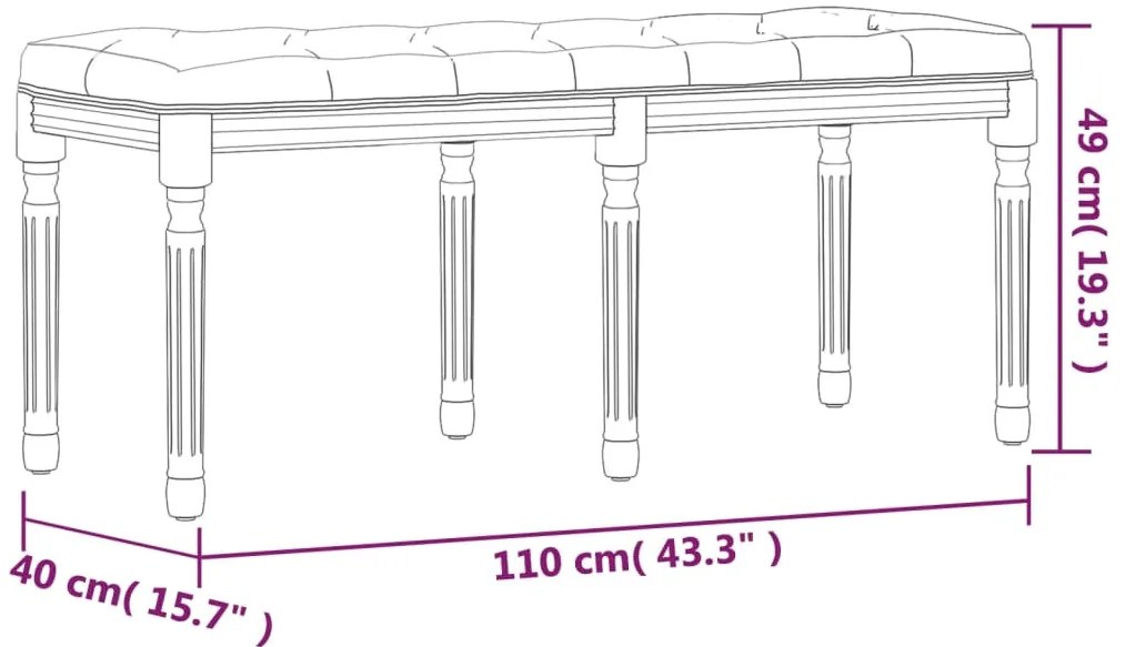 Banco 110x40x49 cm veludo cinzento-claro