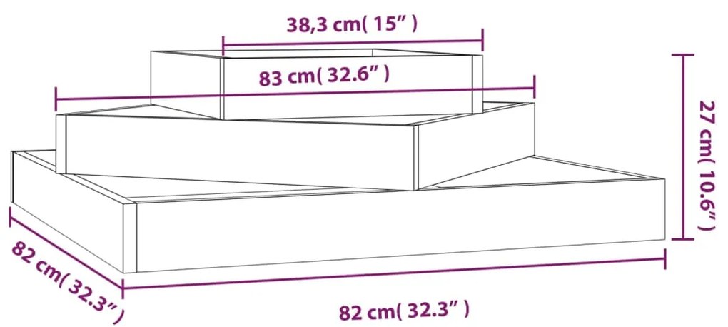 Vaso/floreira 83x83x27 cm pinho maciço branco