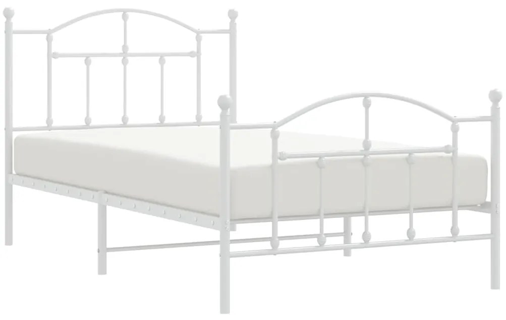 Estrutura de cama com cabeceira e pés 100x190 cm metal branco