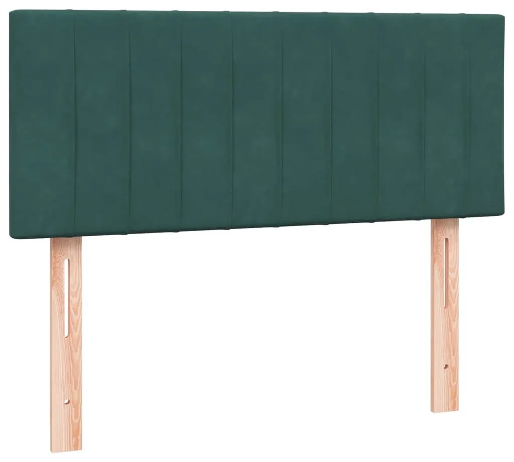 Cama com molas/colchão 120x220 cm veludo verde-escuro