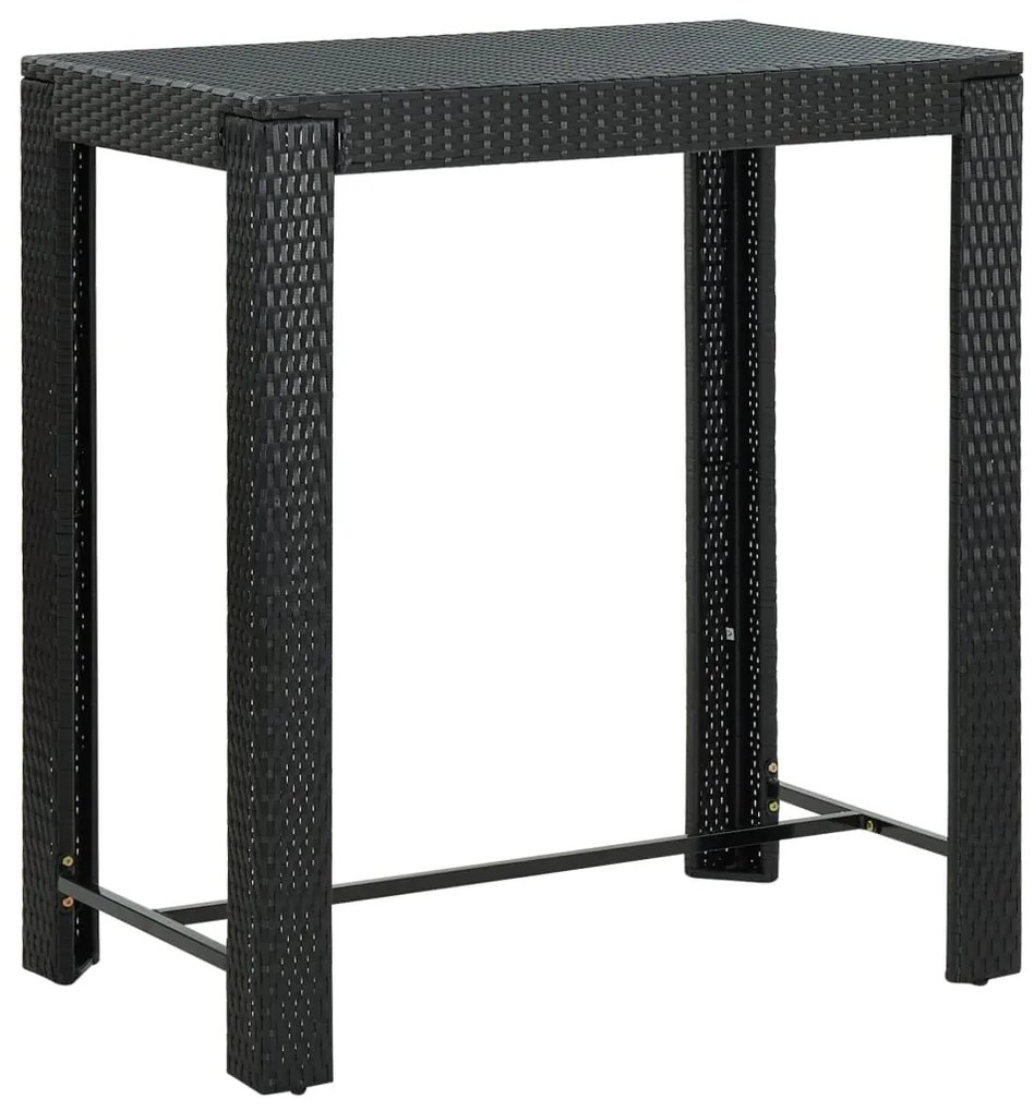 7 pcs conjunto de bar para jardim c/ almofadões vime PE preto