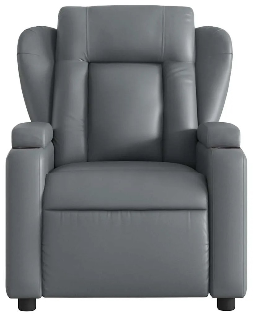 Poltrona de massagens reclinável couro artificial cinzento