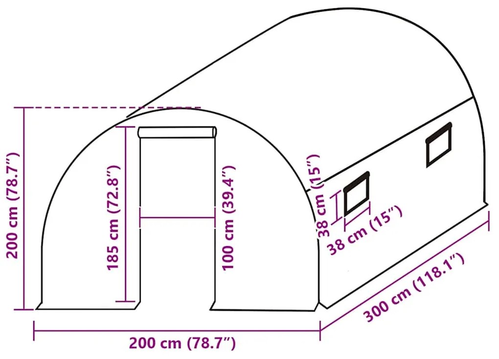 Cobertura de substituição p/ estufas 6 m² 200x300x200 cm verde