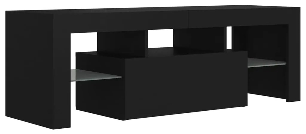 Móvel de TV com luzes LED 120x35x40 cm preto