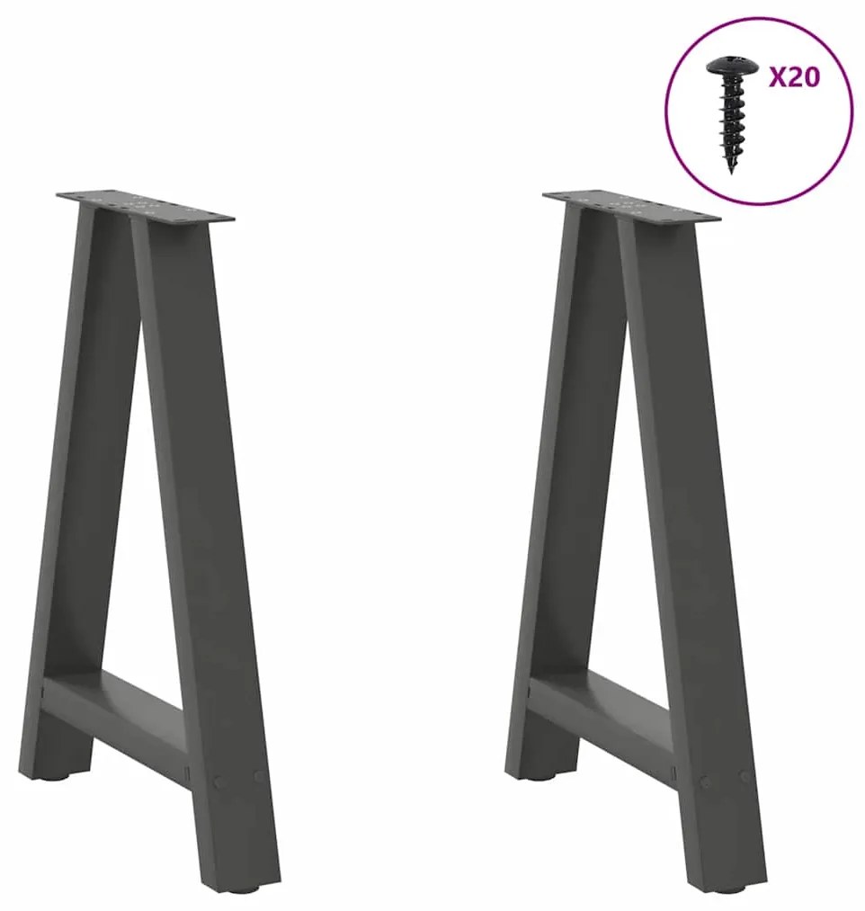Pés para mesa de jantar em formato A, 2 peças, antracite, 50x(72-73) c