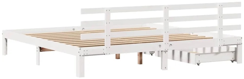 Estrutura de cama c/ gavetas 180x200 cm pinho maciça branco
