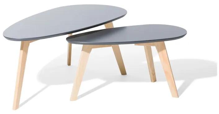 Conjunto de 2 mesas de centro cinzentas com pés de madeira FLY II