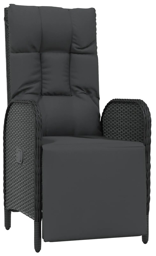Conjunto de Jantar de Jardim com Almofadas Preto Vime PE