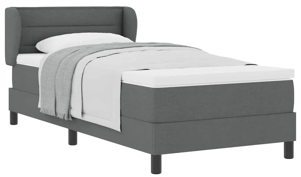 Cama com Box Spring e Colchão vidaXL - Cinza Escuro, 90x190 cm, Tecido