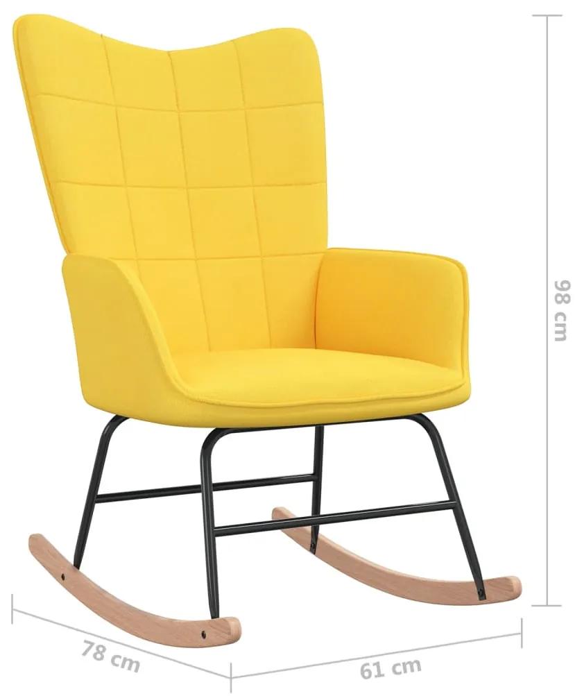 Cadeira de baloiço com banco tecido amarelo mostarda