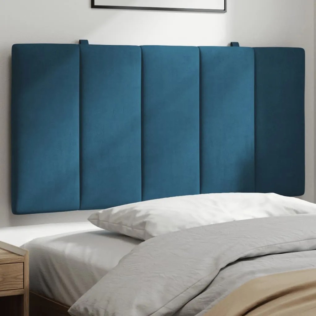 Almofadão de cabeceira 100 cm veludo azul