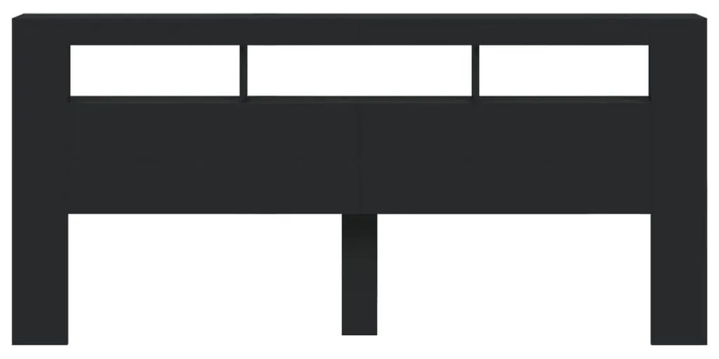 Cabeceira cama c/ LEDs 220x18,5x103,5 cm deriv. madeira preto