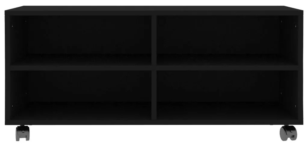 Móvel de TV com rodas 90x35x35 cm derivados de madeira preto